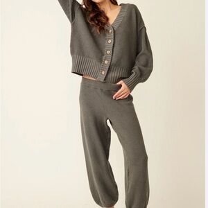 Free People Gray Button-Up Cardigan